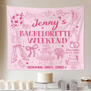 Custom Bachelorette Party Tapestry, Personalized Bachelorette Weekend Banner, Bachelorette Background Photo, Bach Party Favors