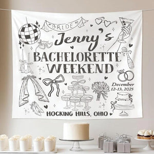 Custom Bachelorette Party Tapestry, Personalized Bachelorette Weekend Banner, Bachelorette Background Photo, Bach Party Favors