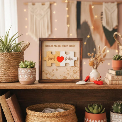 Custom Couple Puzzle Sign Personalized Wooden Love Plaque