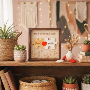 Custom Couple Puzzle Sign Personalized Wooden Love Plaque
