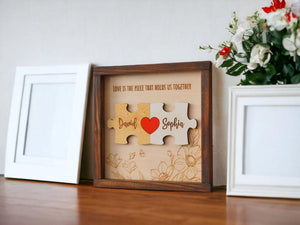 Custom Couple Puzzle Sign Personalized Wooden Love Plaque