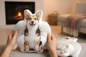Personalized Plush Pillow: Custom Pet Photo Angel Wings, Dog Memorial Loss Gift