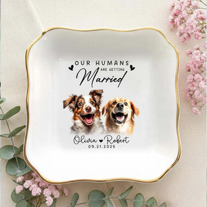 Custom Pet Portrait Ring Dish, Engagement Gift For Her, My Humans Are Getting Married, Personalized Dog Portrait Jewelry Trinket Dish