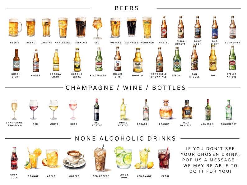 Personalised Couples Drink Poster Canvas | Print Wall Art Watercolour style Valentine's Gift For Couple