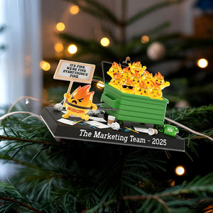 Personalized Dumpster Fire Ornament 2025, Custom Name Team Decor, Funny Office Christmas Bauble, Unique Holiday Gift Idea