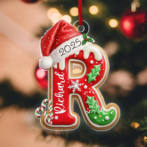 Personalized Name Letter Ornament, 2025 Custom Christmas Ornament with Name, Personalized A-Z Letter Ornaments for Christmas Tree Decor.