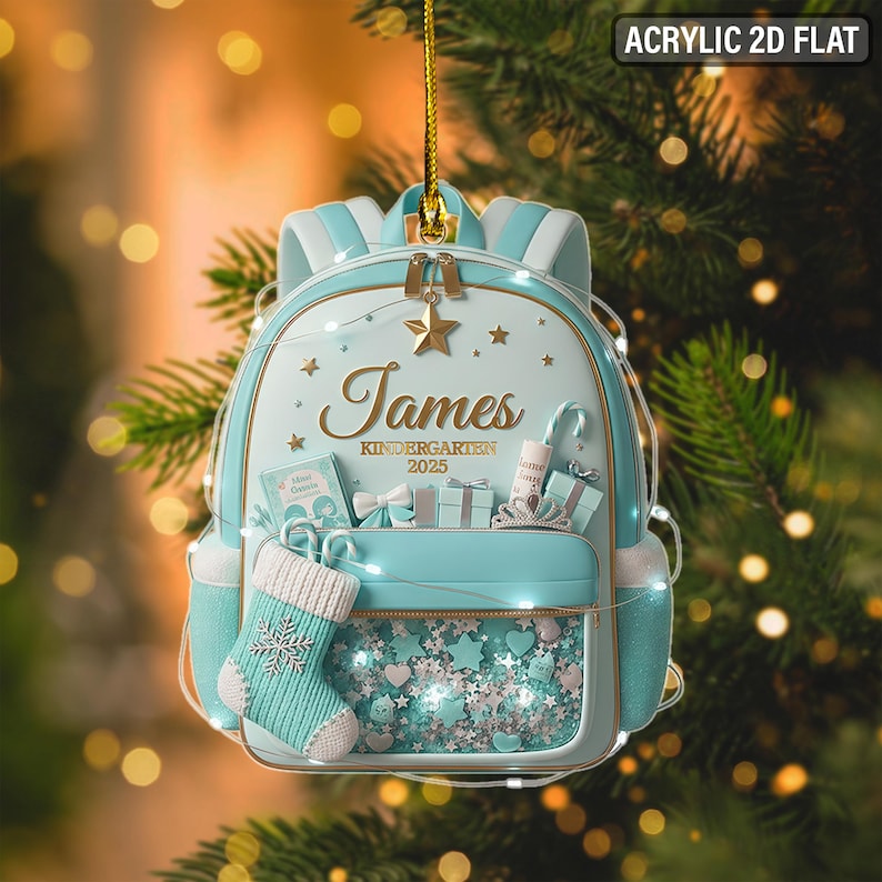 Personalized Kids School Backpack Ornament 2025, Teacher Student Decor, Kids Christmas Gift,Back To School Gift For Kids Teachers Graduation