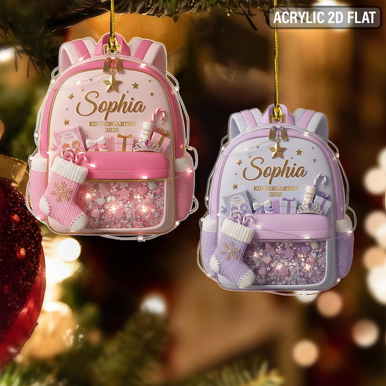 Personalized Kids School Backpack Ornament 2025, Teacher Student Decor, Kids Christmas Gift,Back To School Gift For Kids Teachers Graduation