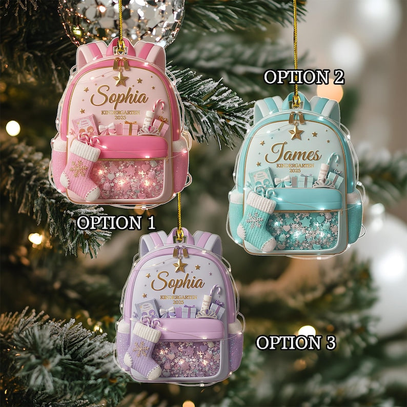 Personalized Kids School Backpack Ornament 2025, Teacher Student Decor, Kids Christmas Gift,Back To School Gift For Kids Teachers Graduation