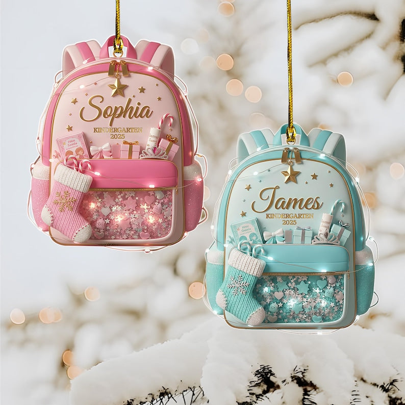 Personalized Kids School Backpack Ornament 2025, Teacher Student Decor, Kids Christmas Gift,Back To School Gift For Kids Teachers Graduation