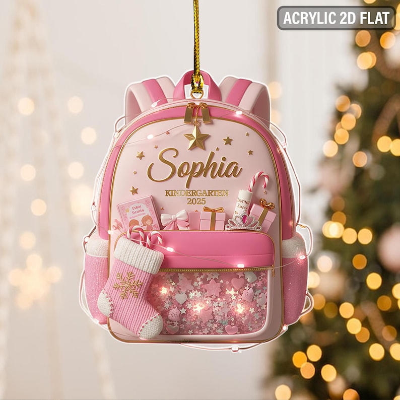 Personalized Kids School Backpack Ornament 2025, Teacher Student Decor, Kids Christmas Gift,Back To School Gift For Kids Teachers Graduation
