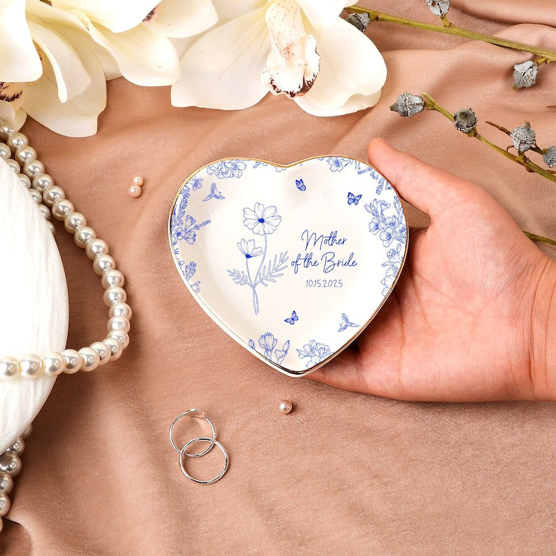 Personalized Wedding Ring Dish for Mom, Mother of the Bride/Groom Jewelry Dish, Gifts from Bride Daughter, Wedding Keepsake Gift for Her