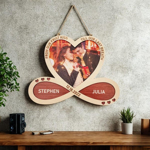 Personalized Wooden Heart with Photo and text Custom Wooden Sign Infinity Heart Wall Decor Wall Signs Unique Anniversary Gift for Couples