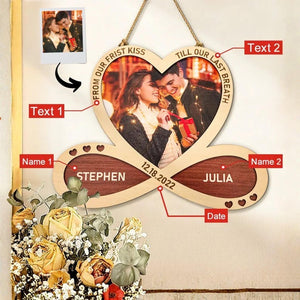 Personalized Wooden Heart with Photo and text Custom Wooden Sign Infinity Heart Wall Decor Wall Signs Unique Anniversary Gift for Couples