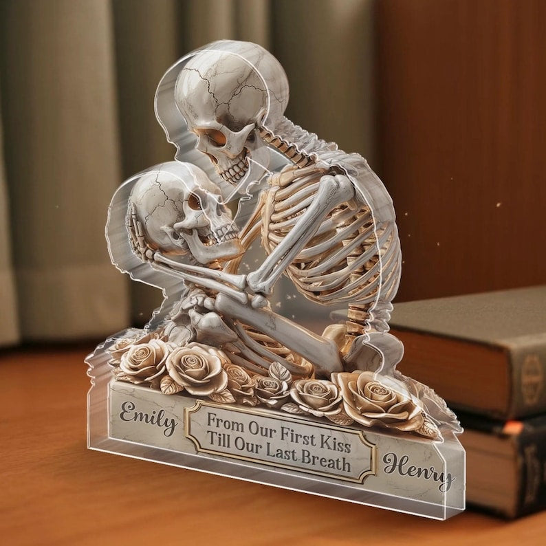 Personalized Skeleton Couple Acrylic Plaque Gothic Romantic Gift