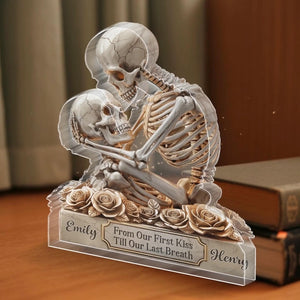 Personalized Skeleton Couple Acrylic Plaque Gothic Romantic Gift