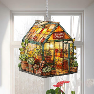 Personalized Name Greenhouse Acrylic Suncatcher, Plant Ornament, Gift for Plantaholic, Plant Lovers Gift