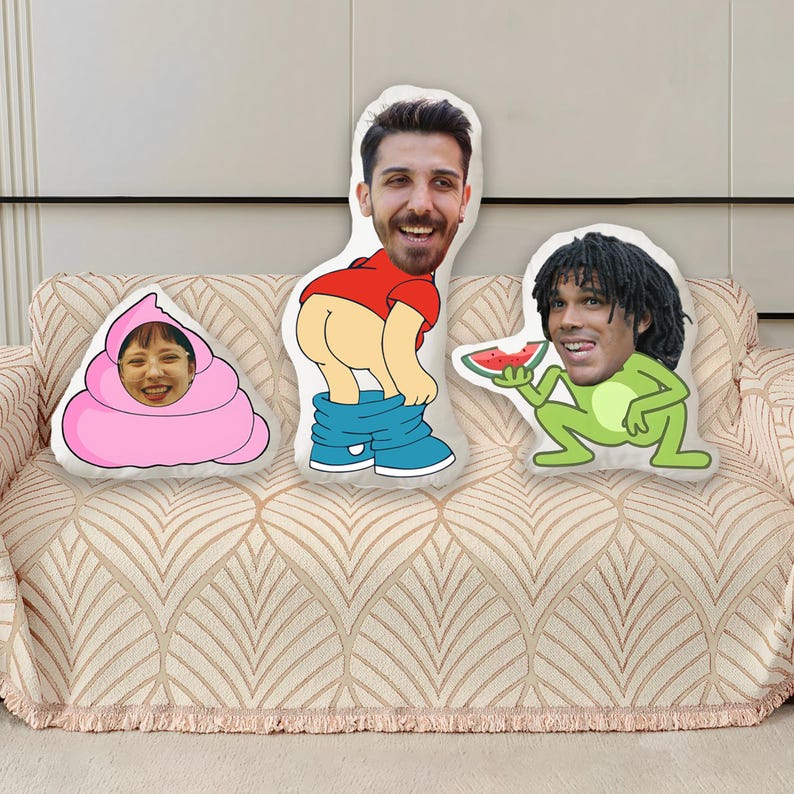 Custom Face Pillow : Personalized Photo Throw Pillow Funny Couple Gift.