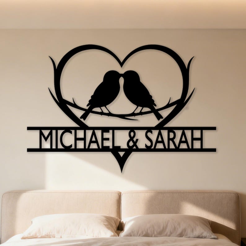 Personalized Wedding Anniversary Metal Sign, Custom Infinity Birds Metal Wall Art, Couple Names Decor, Wedding anniversary gift for parents