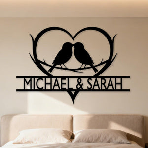 Personalized Wedding Anniversary Metal Sign, Custom Infinity Birds Metal Wall Art, Couple Names Decor, Wedding anniversary gift for parents