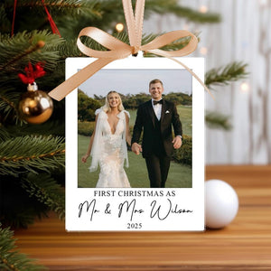 Our First Christmas Married Ornament 2025, Custom Couple Photo Ornament, Newlywed Gifts, Mr & Mrs Ornament, Our First Christmas Together