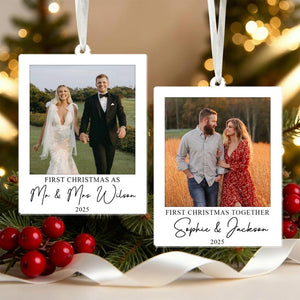 Our First Christmas Married Ornament 2025, Custom Couple Photo Ornament, Newlywed Gifts, Mr & Mrs Ornament, Our First Christmas Together