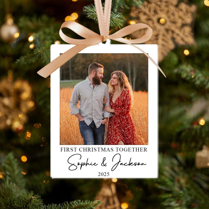 Our First Christmas Married Ornament 2025, Custom Couple Photo Ornament, Newlywed Gifts, Mr & Mrs Ornament, Our First Christmas Together