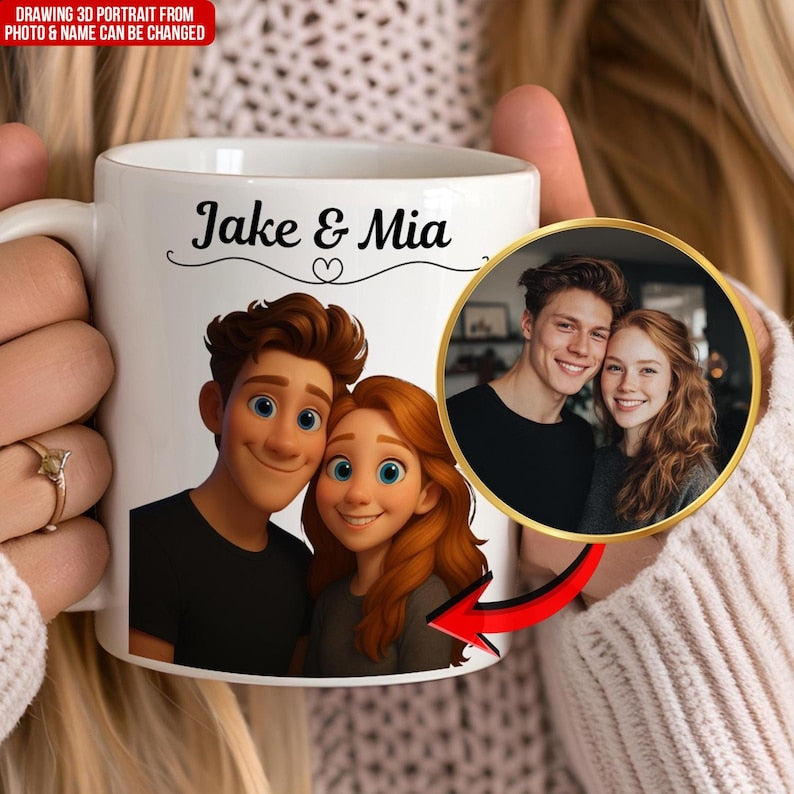 Personalized Couple Picture Coffee Mug, Custom Valentine Gift Mug, Unique Couple Mug, Custom Photo Gift