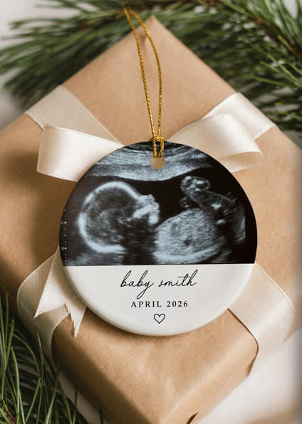 Baby Ultrasound Ornament Personalized Ultrasound Photo Christmas Ornament Sonogram Ornament With Picture Grandparent Pregnancy Announcement