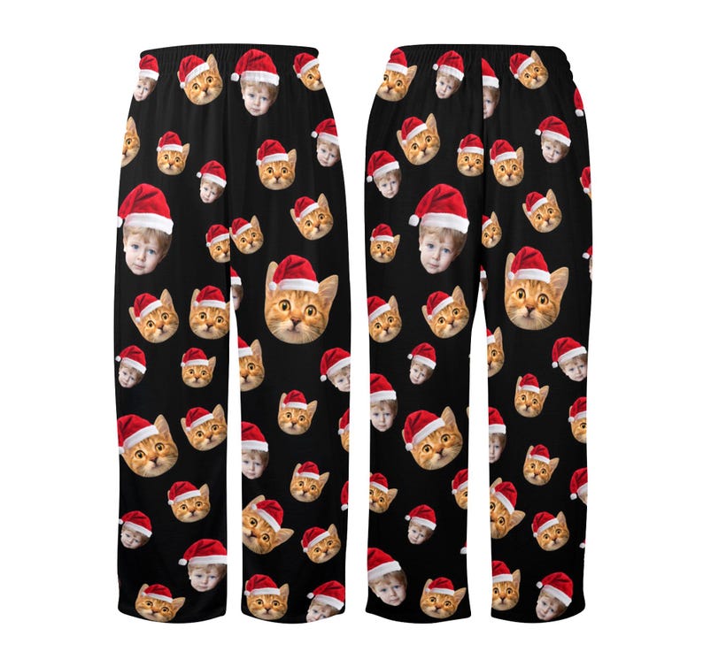 Personalized Face Kid Pajama Pants, Custom Photo Xmas Pajamas, Children Christmas Gift