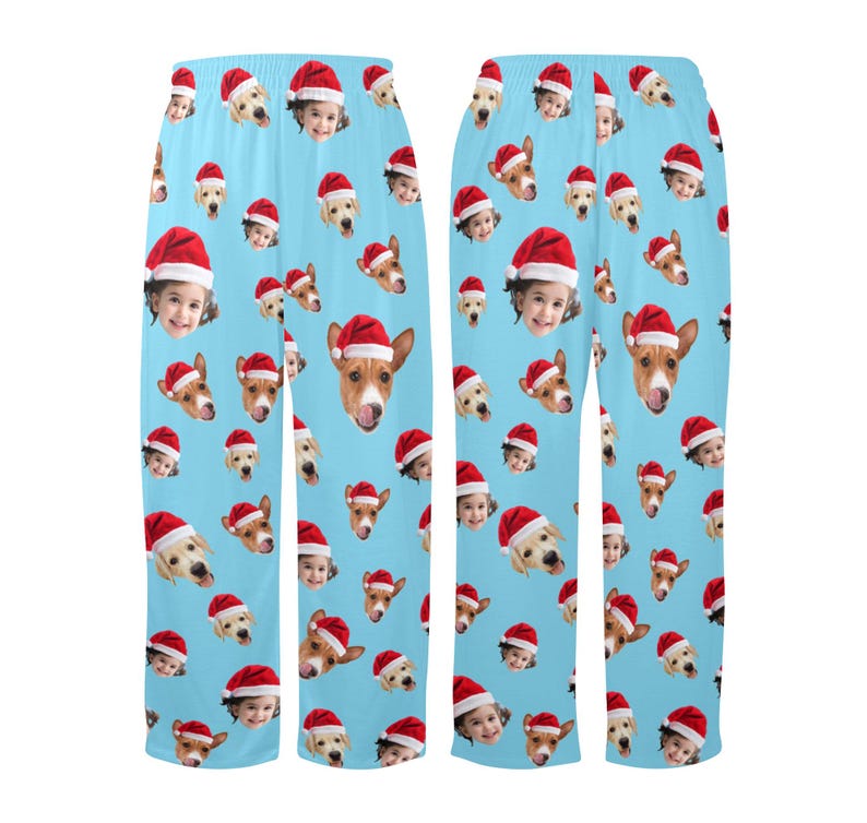 Personalized Face Kid Pajama Pants, Custom Photo Xmas Pajamas, Children Christmas Gift