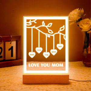 Personalized Mom Gift With Kids Names LED Night Light, Custom Family Tree Love You Mom Lamp, Birthday Gift For Mother From Daughter Son Decor