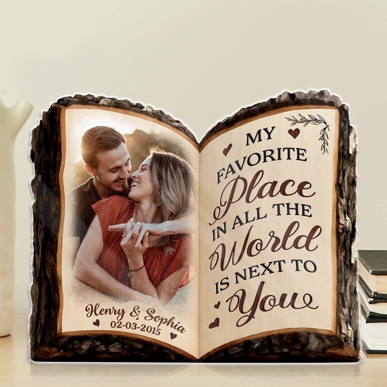 Personalized Photo Acrylic Book Plaque Romantic Keepsake Decor