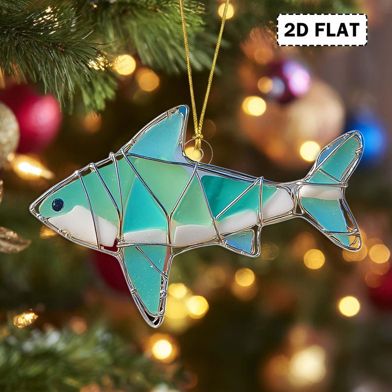 2D FLAT Ocean Sea Life Christmas Acrylic Ornament, Coastal Marine Animal Ornament, Sea Life Decor for Christmas Tree, Beach Coastal Holiday