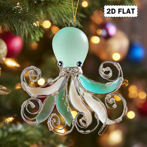 2D FLAT Ocean Sea Life Christmas Acrylic Ornament, Coastal Marine Animal Ornament, Sea Life Decor for Christmas Tree, Beach Coastal Holiday