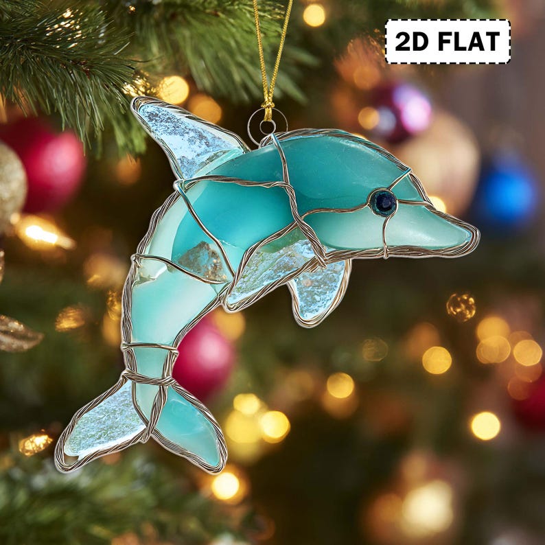 2D FLAT Ocean Sea Life Christmas Acrylic Ornament, Coastal Marine Animal Ornament, Sea Life Decor for Christmas Tree, Beach Coastal Holiday