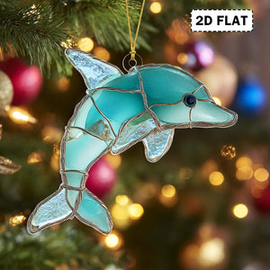 2D FLAT Ocean Sea Life Christmas Acrylic Ornament, Coastal Marine Animal Ornament, Sea Life Decor for Christmas Tree, Beach Coastal Holiday