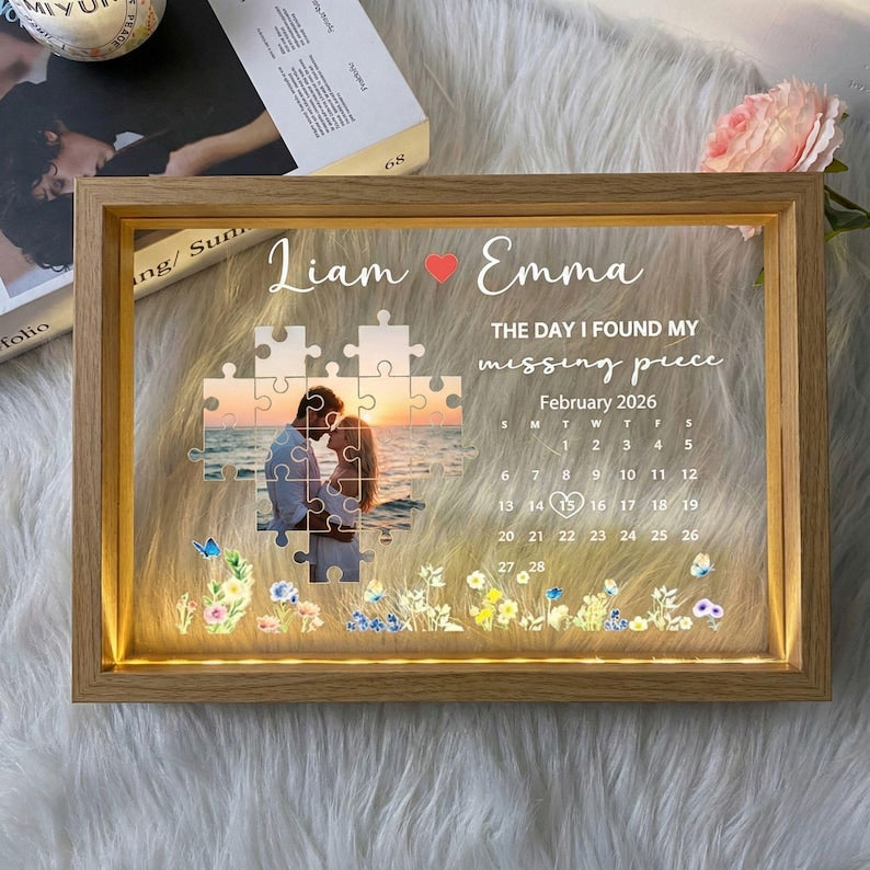 Custom Photo Light Frame The Day I Found My Missing Piece Customized Light Frame Personalized Valentine's Day Gifts