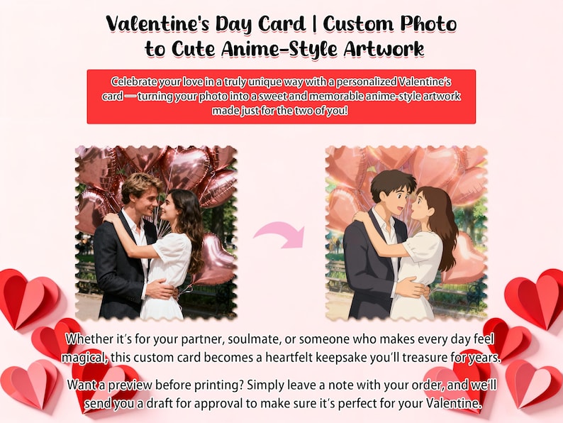 Personalized Pokemon Valentine s Day Card, Custom Anime Photo Card, Valentine Gift, Game Couple Card, Gift for Game Couples,Gift for Him/Her