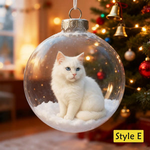 Personalized 2D/3D Animals Xmas Acrylic Ornaments-Cat/Fox/Deer/Cow/Bunny/Bear/Squirrel,Christmas Balls with Snow Scene,Christmas Tree Decor