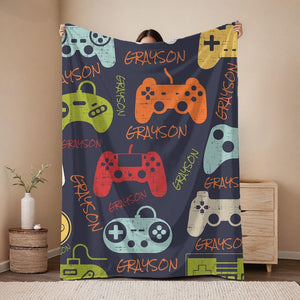 Personalized Gaming Blanket | Gift for Gamers | Teen Boy Gift | Customized Gift for Him | Blanket Gift for Kids | Name Blanket Gift
