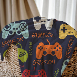 Personalized Gaming Blanket | Gift for Gamers | Teen Boy Gift | Customized Gift for Him | Blanket Gift for Kids | Name Blanket Gift