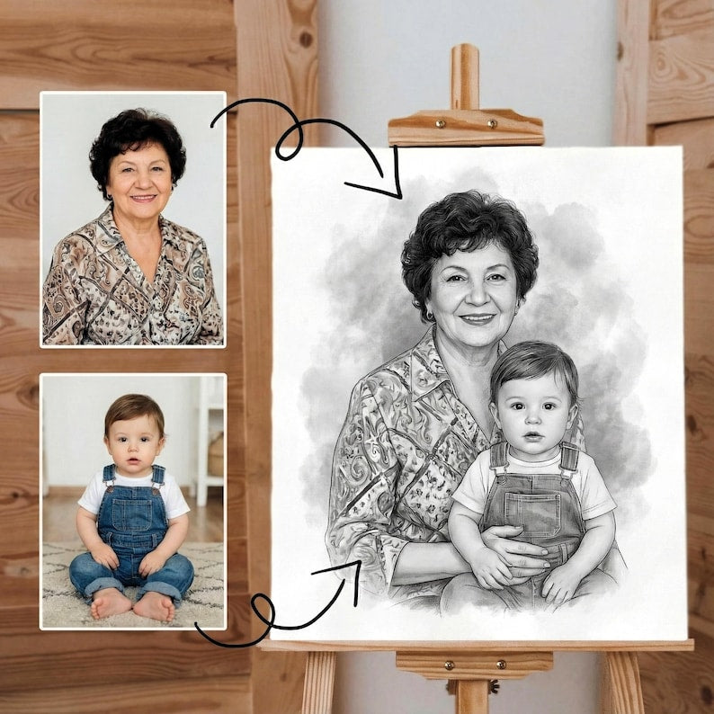 Add Deceased Loved One to Photo | Merge Multiple Pictures | Custom Family Memorial Portrait | Combine Photos | Sympathy Gift
