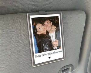 Custom Couple Photo Car Visor Clip, Drive Safe I Love You Sun Visor, Valentines Day Gift For Him, Personalized Gifts for Boyfriend Husband