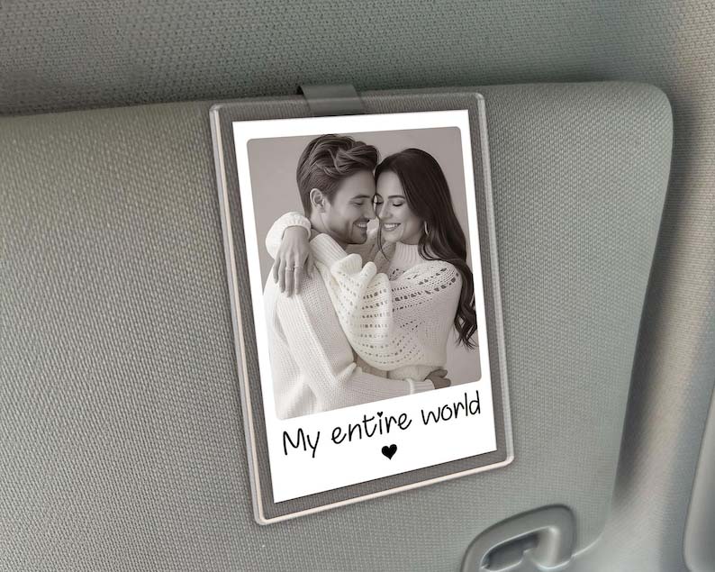 Custom Couple Photo Car Visor Clip, Drive Safe I Love You Sun Visor, Valentines Day Gift For Him, Personalized Gifts for Boyfriend Husband