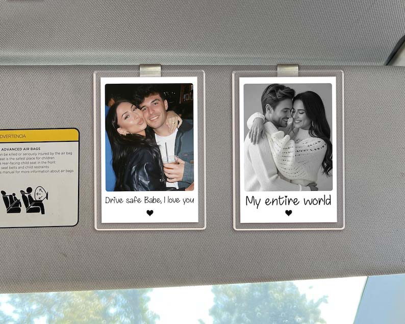 Custom Couple Photo Car Visor Clip, Drive Safe I Love You Sun Visor, Valentines Day Gift For Him, Personalized Gifts for Boyfriend Husband