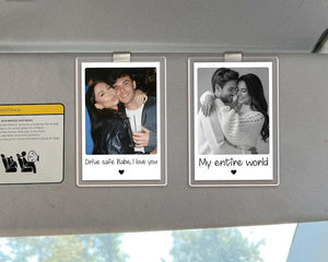 Custom Couple Photo Car Visor Clip, Drive Safe I Love You Sun Visor, Valentines Day Gift For Him, Personalized Gifts for Boyfriend Husband