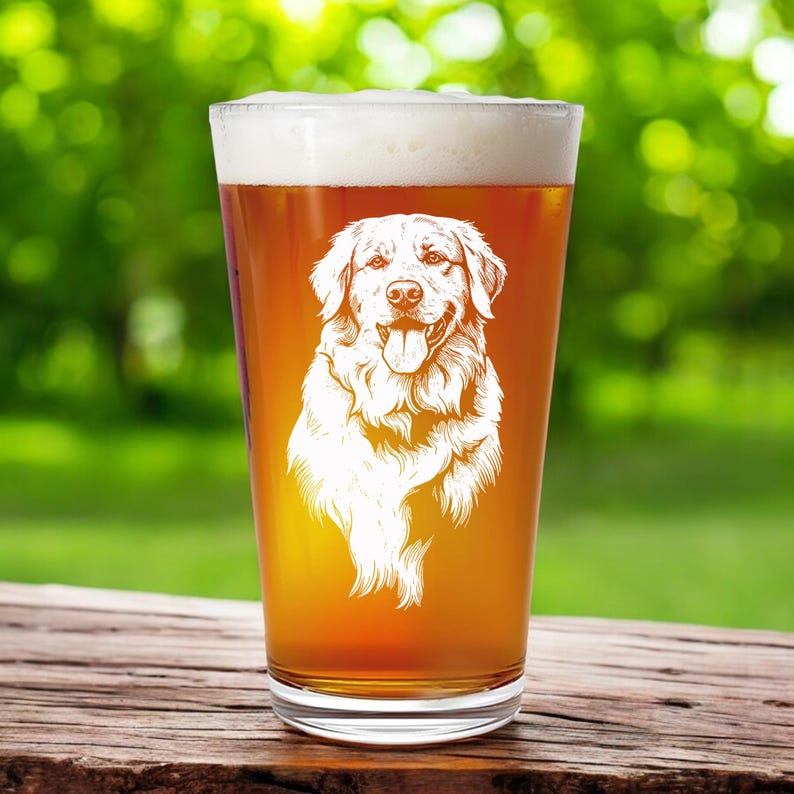 Personalized Dog Portrait Pint Glass, Custom Engraved Pet Keepsake, Dog Lover Gift, Dog Memorial, Custom Pet Name Glass