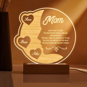 Personalized Mom Gift From Kids Custom Name Lamp, We Love You Mom Quote Night Light, Mothers Day Birthday Sentimental Plaque For Mother Sign