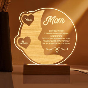 Personalized Mom Gift From Kids Custom Name Lamp, We Love You Mom Quote Night Light, Mothers Day Birthday Sentimental Plaque For Mother Sign